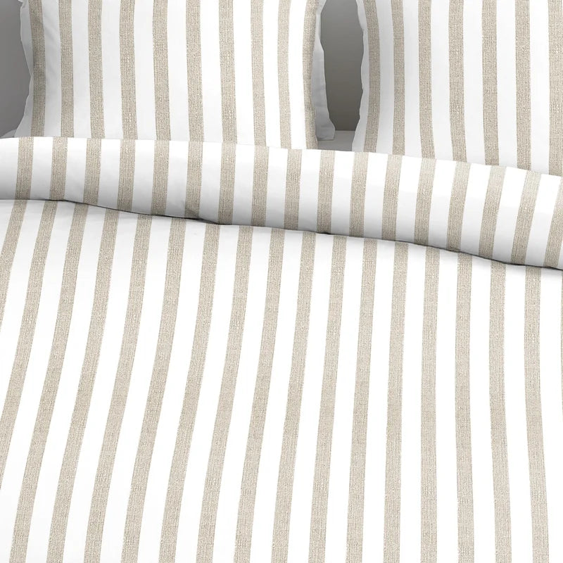 Ensemble housse de couette à rayures sable Ally - Par Brunelli (Livraison AUTOMNE 2026) - Housse de couette Brunelli - Literie-Déco et moi 