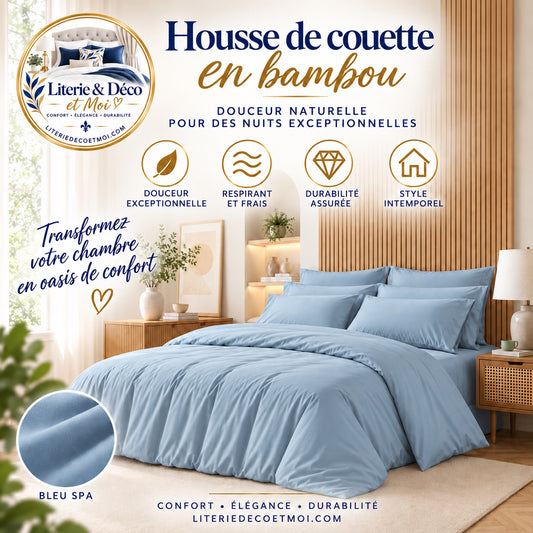 Ensemble de draps en rayonne de bambou ( Bleu )- Collection Literie-Déco et Moi - Draps LITERIE & DÉCO ET MOI - Literie-Déco et moi 