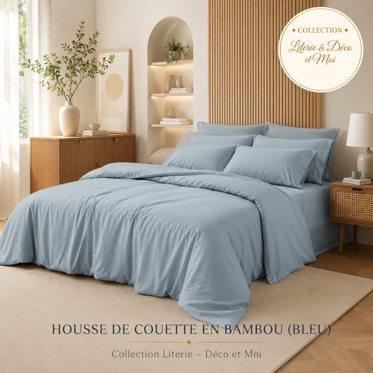 Ensemble de draps en rayonne de bambou ( Bleu )- Collection Literie-Déco et Moi - Draps LITERIE & DÉCO ET MOI - Literie-Déco et moi 
