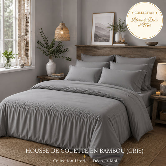 Ensemble de draps en rayonne de bambou ( Gris )- Collection Literie-Déco et Moi - Draps LITERIE & DÉCO ET MOI - Literie-Déco et moi 
