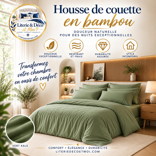 Ensemble de draps en rayonne de bambou (Vert)- Collection Literie-Déco et Moi - Draps LITERIE & DÉCO ET MOI - Literie-Déco et moi 