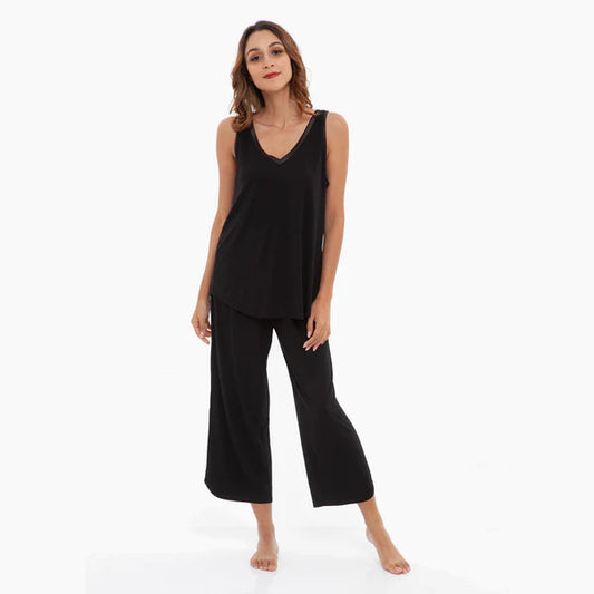 Ensemble capri en bambou ( Noir ) PEIGNOIR  ,disponible chez Literie-Déco et moi 