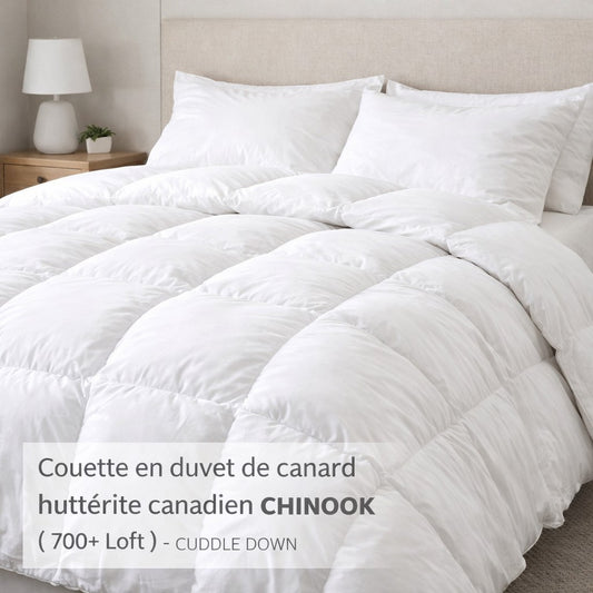 Couette en duvet de canard huttérite canadien CHINOOK ( 700+ Loft )- CUDDLE DOWN de Cuddle Down – PRODUIT de qualité chez Literie & Déco et Moi