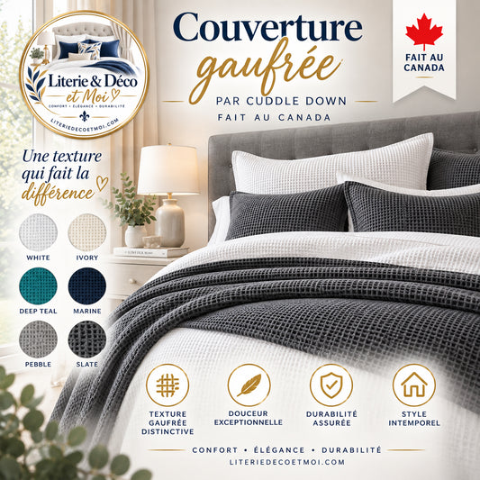 (FAIT AU CANADA)  Couverture GAUFRÉE - Par Cuddle Down