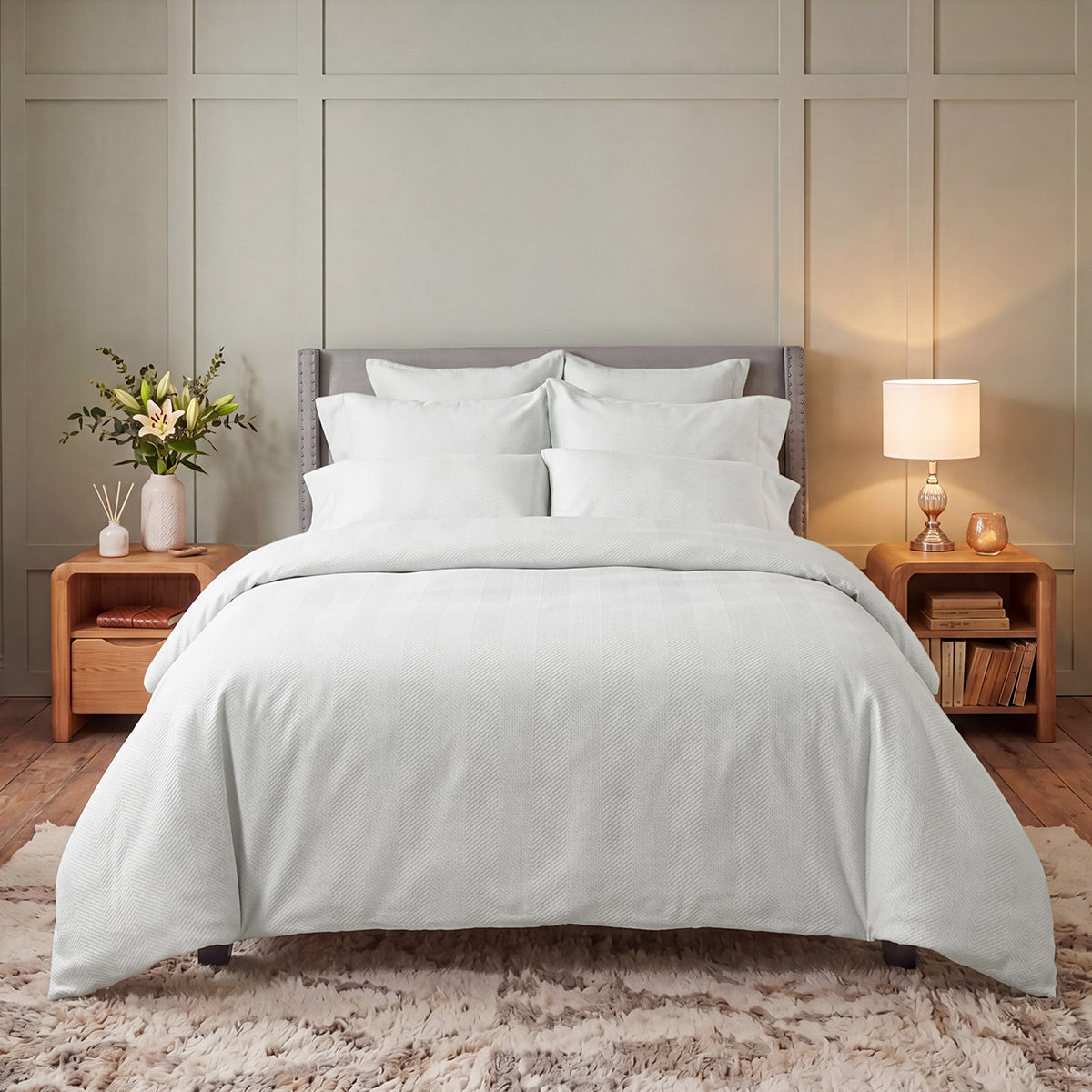 ( Fait au Canada ) Housse de couette en coton Chevrons ( 3 teintes disponibles )