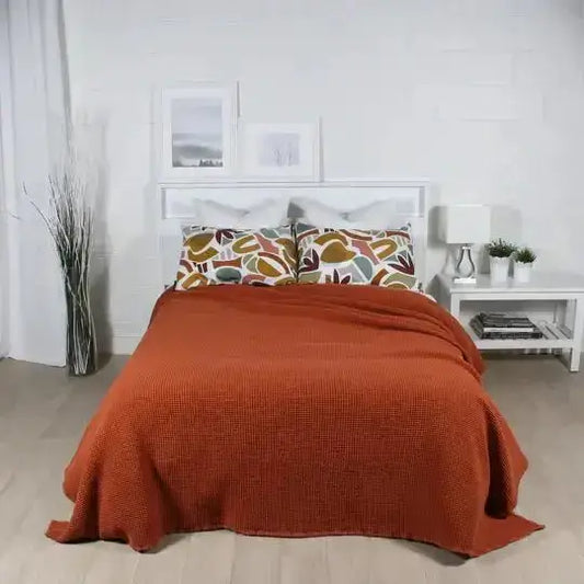 Couverture PORTO ( Orange ) - Literie - Déco et moi