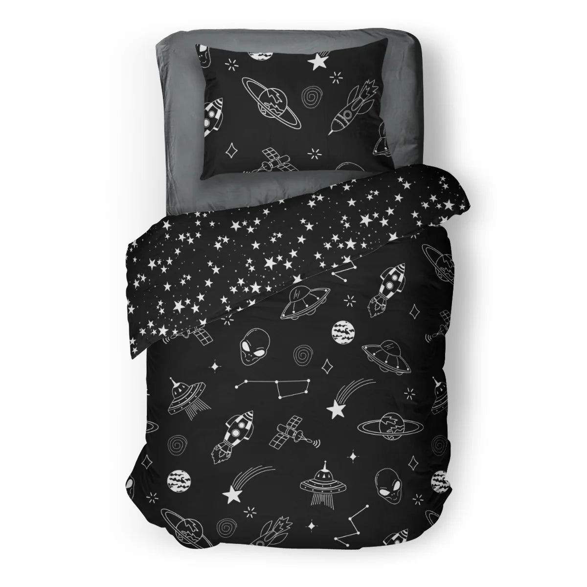 (FAIT AU QUEBEC) Galaxie - Couvre-lit pour enfants - Douillette Fait Québec- oleoops - Literie-Déco et moi 