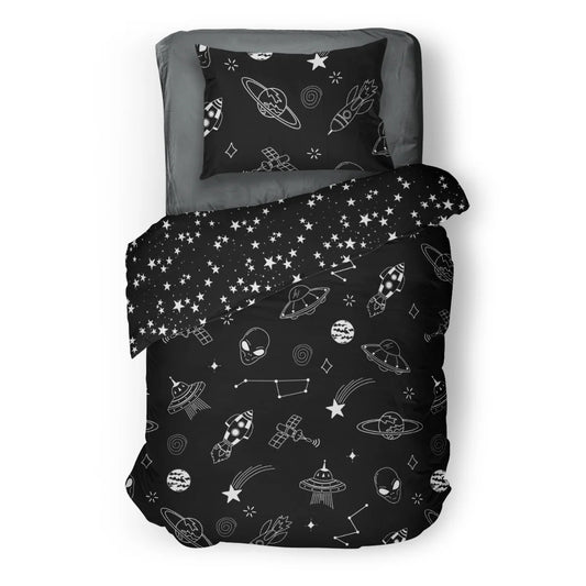 (FAIT AU QUEBEC) Galaxie - Couvre-lit pour enfants - Douillette Fait Québec- oleoops - $199.99! Literie-Déco et moi 