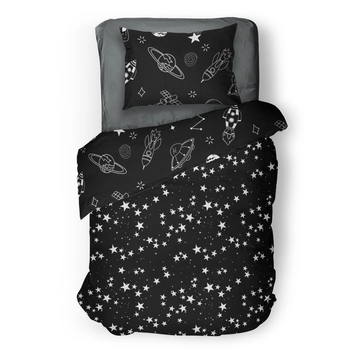 (FAIT AU QUEBEC) Galaxie - Couvre-lit pour enfants - Douillette Fait Québec- oleoops - Literie-Déco et moi 