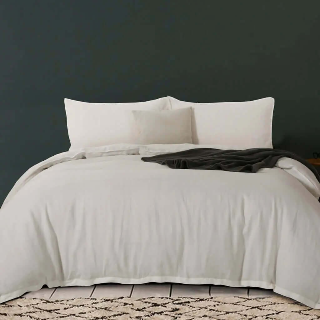  Ensemble de housse de couette en 100% lin français ( Écru ) de Daniadown – PRODUIT  de qualité chez Literie & Déco et Moi