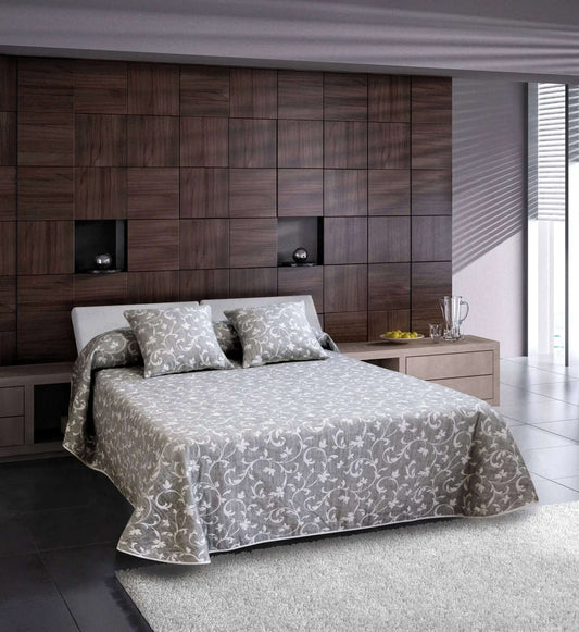 (Fait au Québec ) Ensemble couvre - lit DELPHINE ( Gris ) - Literie - Déco et moi