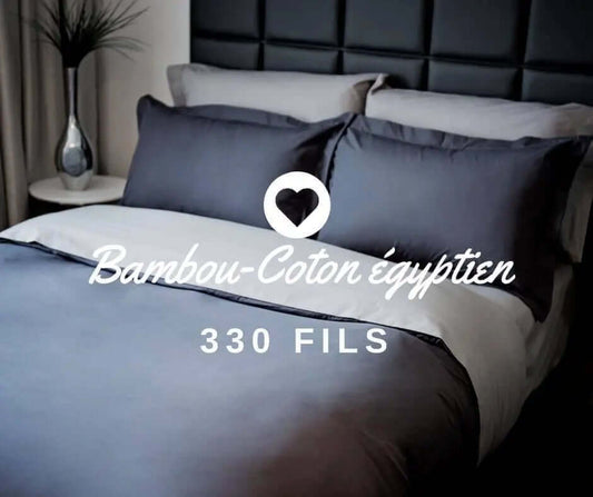 ( Fait au Québec ) Housse de couette BAMBOU / COTON ÉGYPTIEN LOUXOR ( 330fils) - 6 teintes disponibles - Literie - Déco et moi