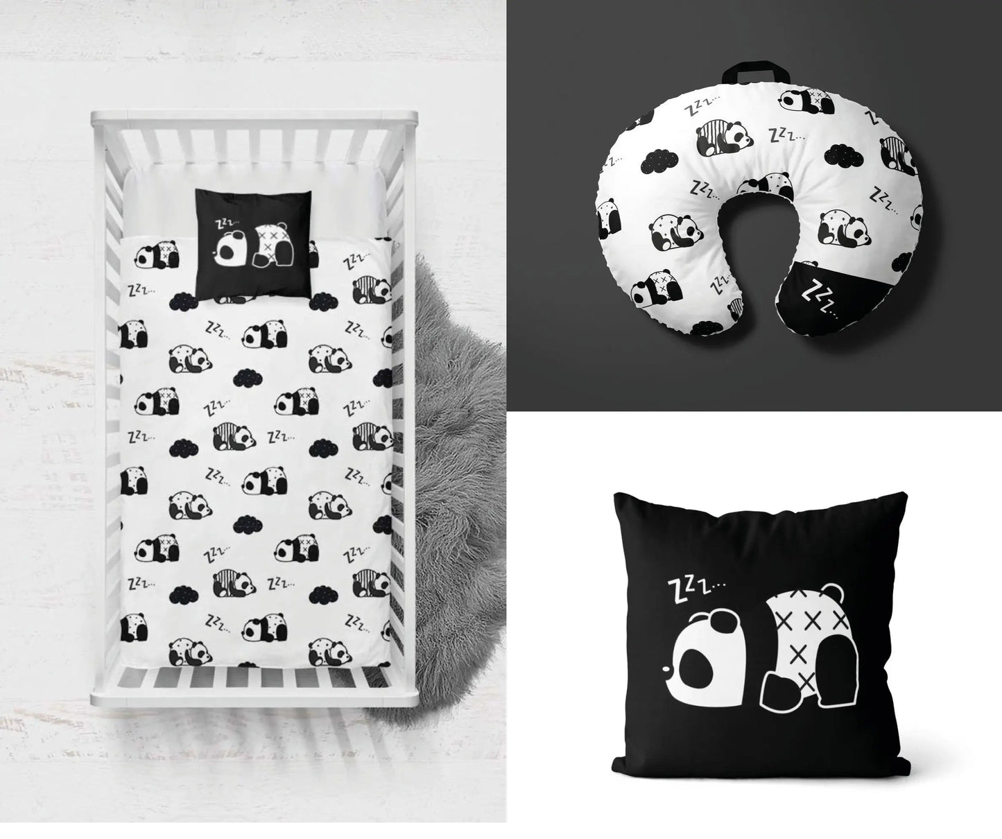 ( Fait au Québec) Ensemble de literie et accessoires pour bébé - BÉBÉ PANDA Literie bébés  ,disponible chez Literie-Déco et moi 