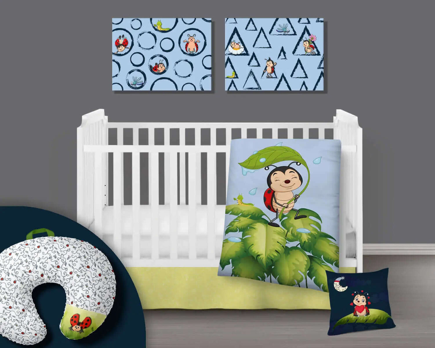 ( Fait au Québec) Ensemble de literie et accessoires pour bébé - JOYEUSE COCCINELLE - Literie - Déco et moi