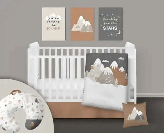 ( Fait au Québec) Ensemble de literie et accessoires pour bébé - LA NUIT ENNEIGÉE - Literie - Déco et moi
