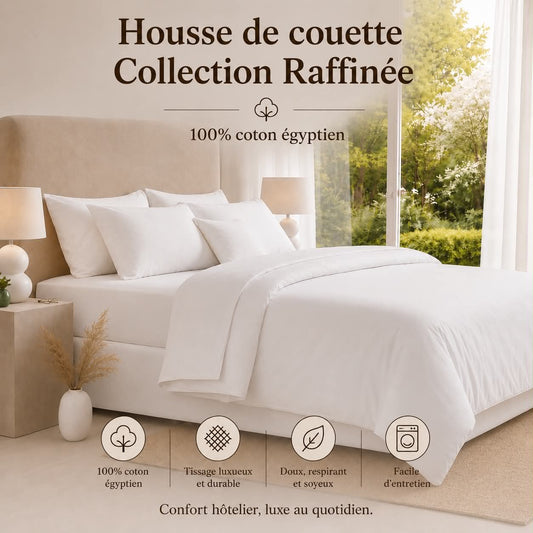 Housse de couette Collection Raffinée ( 100% coton égyptien )- Blanc - Housse de couette Literie & Déco et moi - Literie-Déco et moi