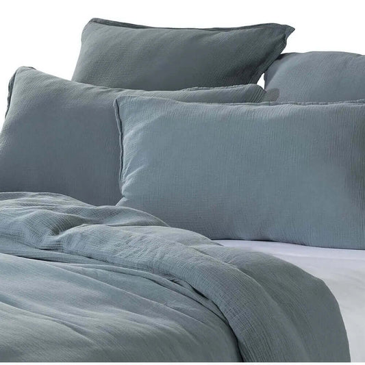 Housse de couette MUSLIN ( BLEU ACIER) - Par Brunelli - Literie - Déco et moi