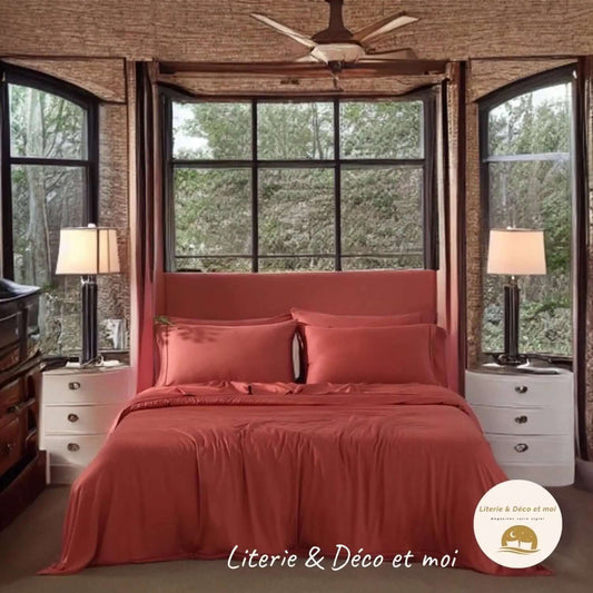 Housse de couette en BAMBOU ( Terracotta ) - Collection Literie - Déco et Moi - Literie - Déco et moi