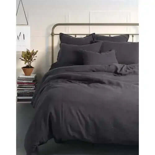 Housse de couette en lin noir LINEN - Par Brunelli - Literie - Déco et moi