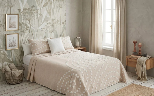 ( Fait au Québec ) Ensemble couvre-lit POLKA ( beige) - Housse de couette CHÉNÉ - Literie-Déco et moi