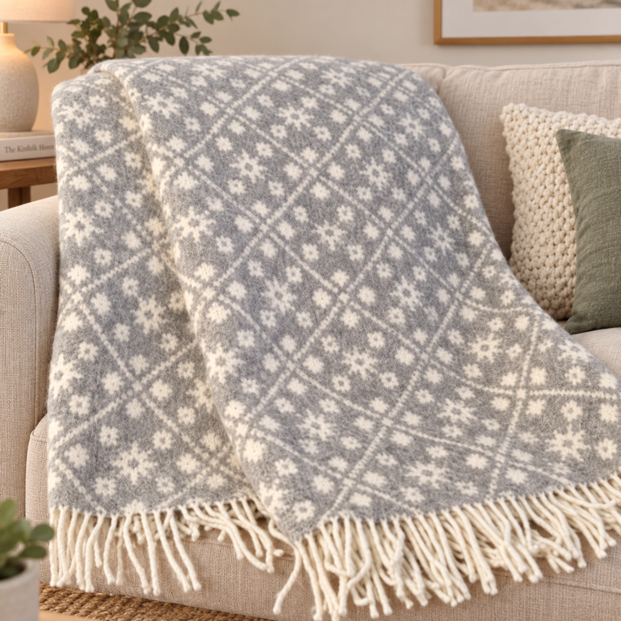 Jeté en laine gris Nordica ( 100% laine ) - Jeté Literie & Déco et moi - Literie-Déco et moi 