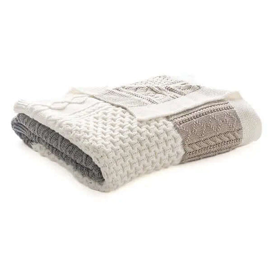 Jeté en tricot patchwork BICHON ( 50'' X 60'') - Par Brunelli - Literie - Déco et moi