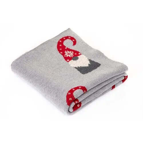 Jeté gris avec gnomes Elvin ( 50'' x 60'') - Par Brunelli - Literie - Déco et moi