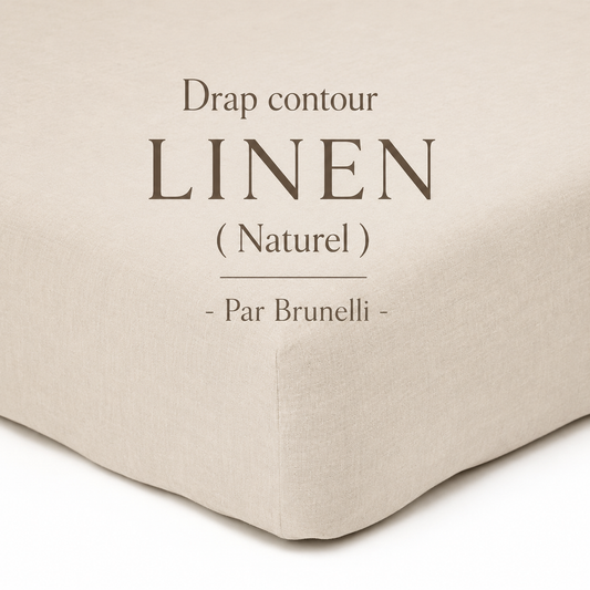 Drap contour LINEN ( Naturel )-Par Brunelli - DRAPS Brunelli - Literie-Déco et moi 