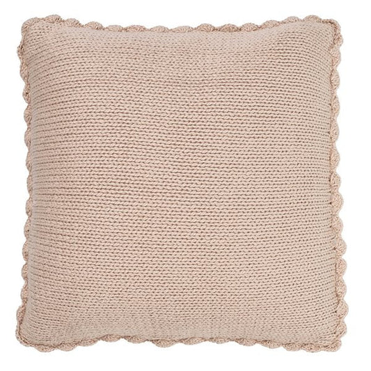 Cache oreiller européen en tricot beige MAMOUNETTE  ( 25'' X 25'')- Par Brunelli (Livraison Automne 2023 ) Cache oreillers  ,disponible chez Literie-Déco et moi 