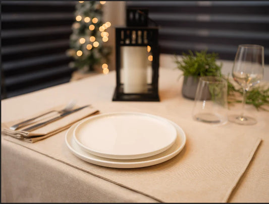 Nappe Effet Lin Ivoire NAPPES  ,disponible chez Literie-Déco et moi