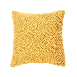 Oreiller européen en tricot jaune ZIG ZAG (25'' x 25'')- Par Brunelli coussins  ,disponible chez Literie-Déco et moi 