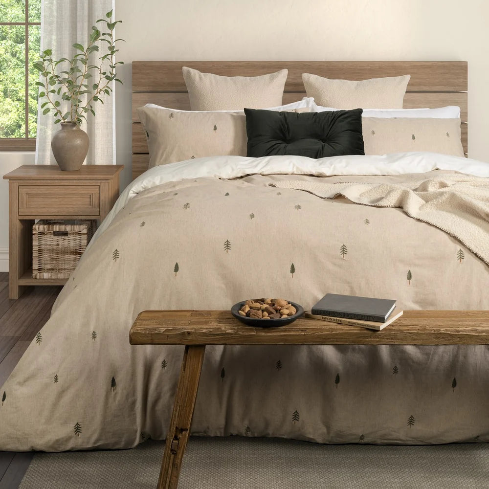 Ensemble housse de couette avec des sapins PAPOU- Par Brunelli - Housse de couette Brunelli - Literie-Déco et moi 