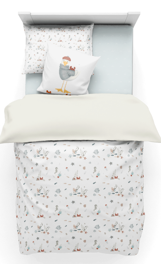 ( Fait au Québec) Ensemble de literie pour bébé- SOUS LA MER housses de couette bébé  ,disponible chez Literie-Déco et moi 