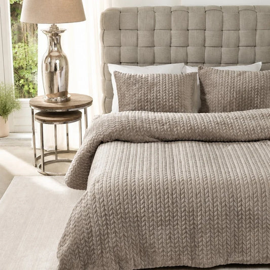 Ensemble housse de couette taupe Whisper- Par Brunelli (Livraison AUTOMNE 2026)