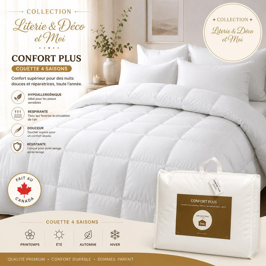 (Fait au Canada)Couette CONFORT PLUS ( 4 saisons )- Collection Literie-Déco et Moi - Couettes LITERIE & DÉCO ET MOI - Literie-Déco et moi