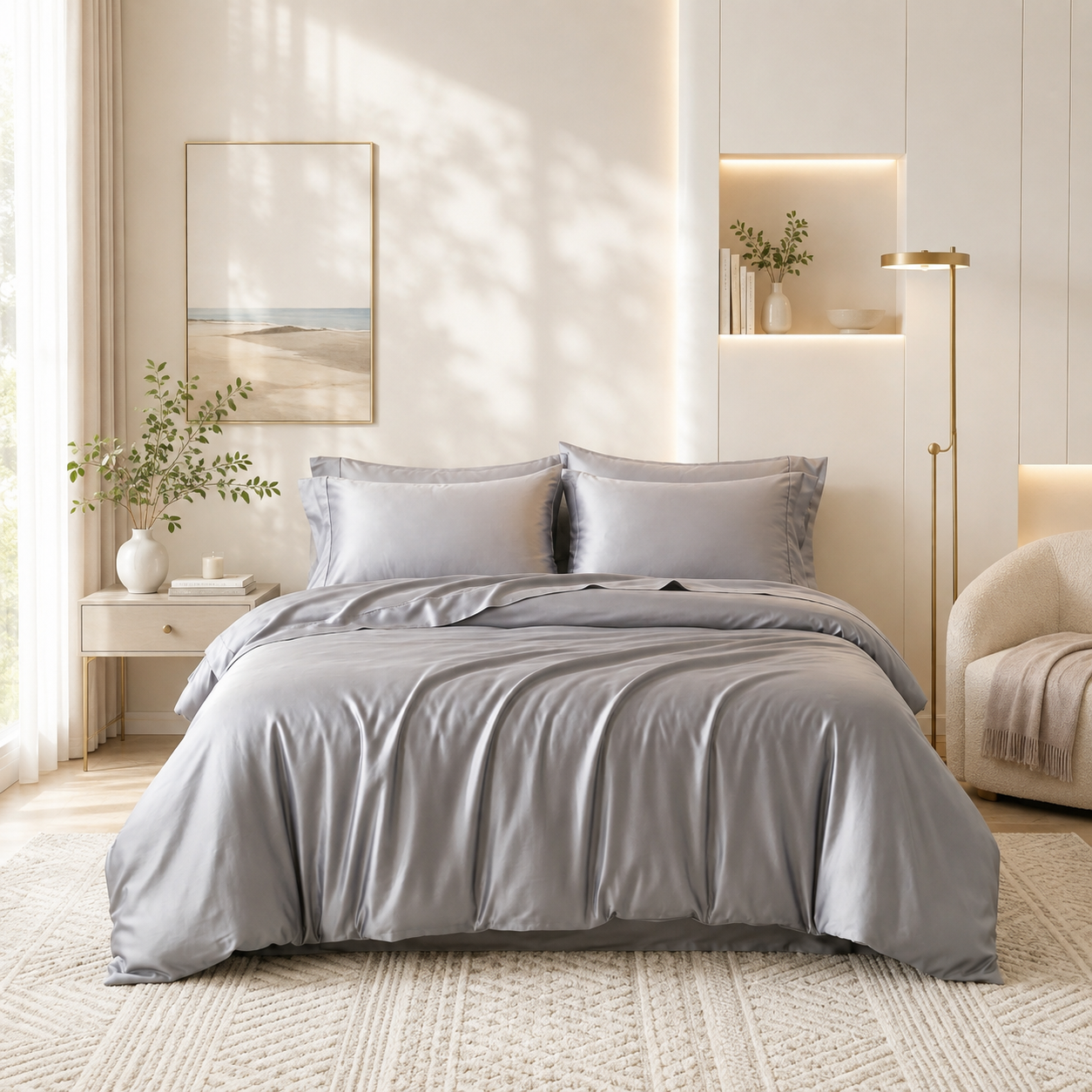Ensemble de draps en rayonne de bambou ( Gris Argent  )- Collection Literie-Déco et Moi (Copie) - Draps LITERIE & DÉCO ET MOI - Literie-Déco et moi 