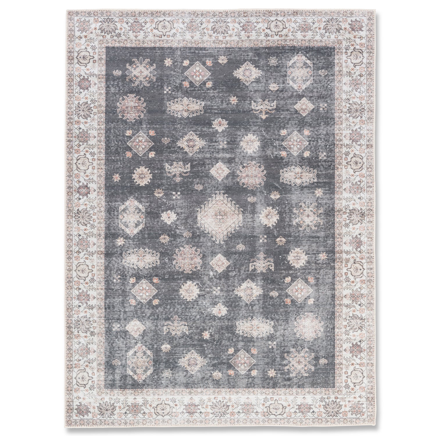 Tapis lavable anti-déversement AURA STELLA ( Charcoal- Beige ) 24'' x 36'' Tapis  ,disponible chez Literie-Déco et moi 