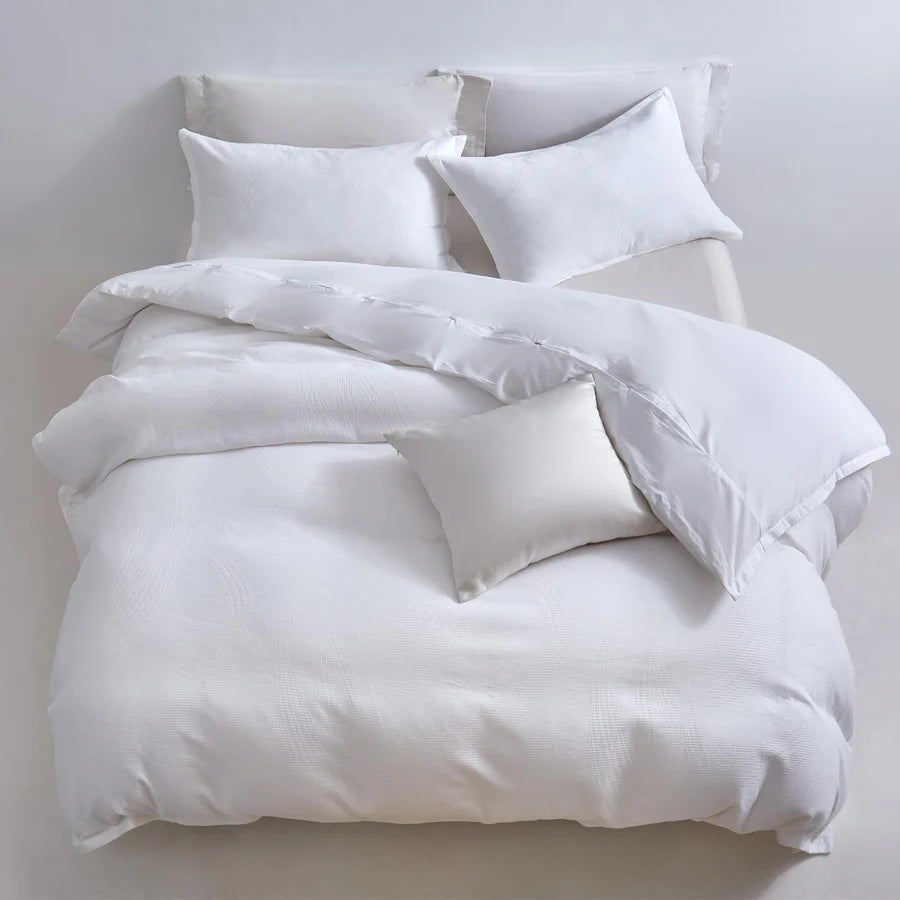 Ensemble douillette motifs feuilles Aurora Jacquard( Blanc ) - Douillette NS - Literie-Déco et moi 