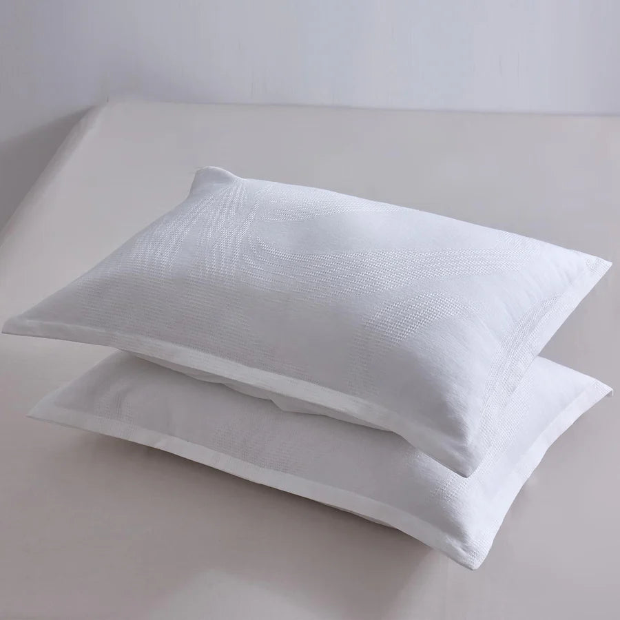 Ensemble douillette motifs feuilles Aurora Jacquard( Blanc ) - Douillette NS - Literie-Déco et moi 