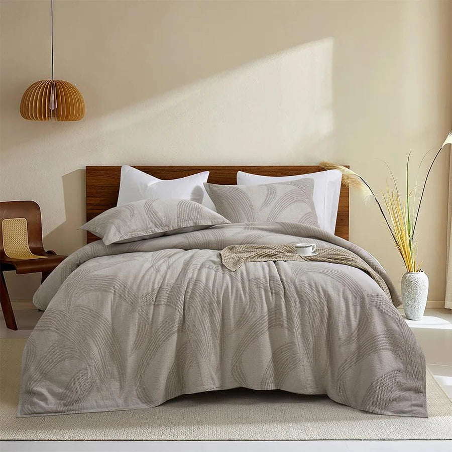 Ensemble housse de couette AURORA BLOOM ( Taupe ) - Housse de couette Brunelli - Literie-Déco et moi 
