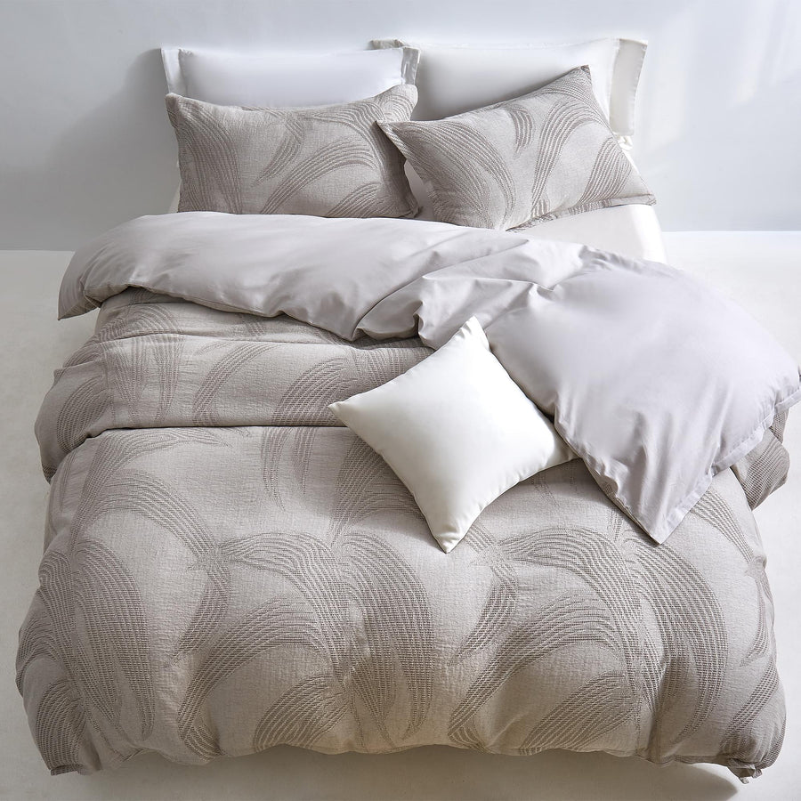 Ensemble housse de couette AURORA BLOOM ( Taupe ) - Housse de couette Brunelli - Literie-Déco et moi 