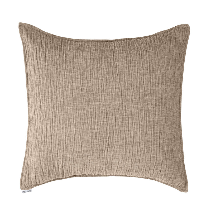 Cache oreiller européen texturé taupe Barbara- Par Brunelli ( livraison octobre 2025) Cache OREILLER EUROPEEN  ,disponible chez Literie-Déco et moi 