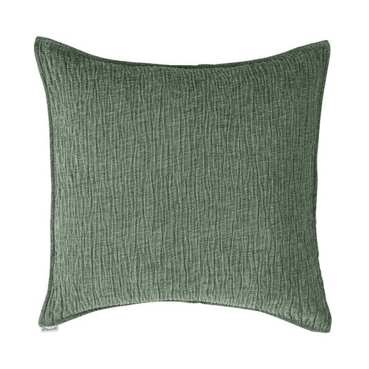 Cache oreiller européen texturé vert Barbara- Par Brunelli ( livraison octobre 2025) Cache OREILLER EUROPEEN  ,disponible chez Literie-Déco et moi 