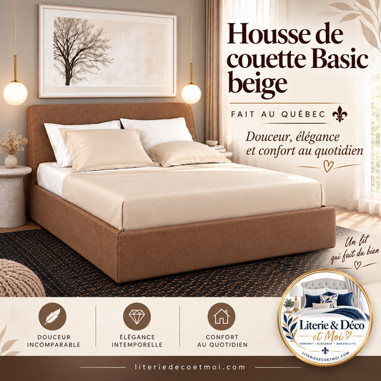 FAIT AU QUÉBEC- Ensemble de housse de couette EFFET LIN ( Beige ) - Housse de couette Chéné-Sasseville - Literie-Déco et moi 