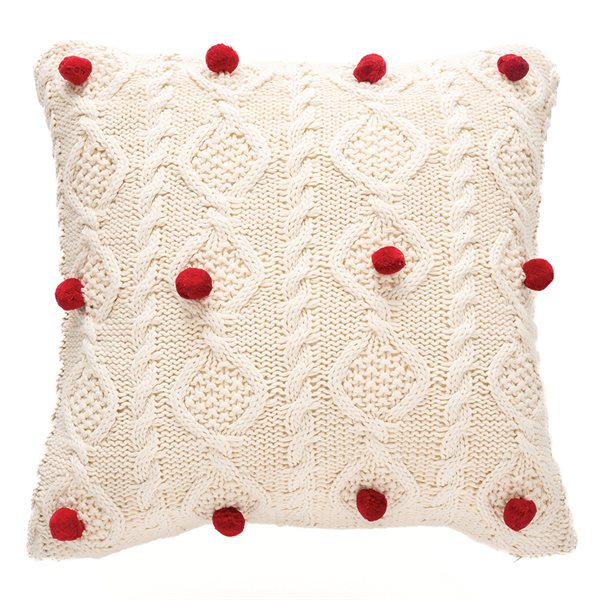 Coussin en tricot crème BELL  ( 18'' x 18'')- Par Brunelli coussins  ,disponible chez Literie-Déco et moi 