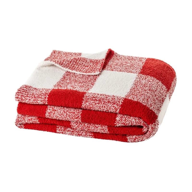 Jeté à carreaux rouges et ivoires Bo- Par Brunelli - Jeté Brunelli - Literie-Déco et moi 