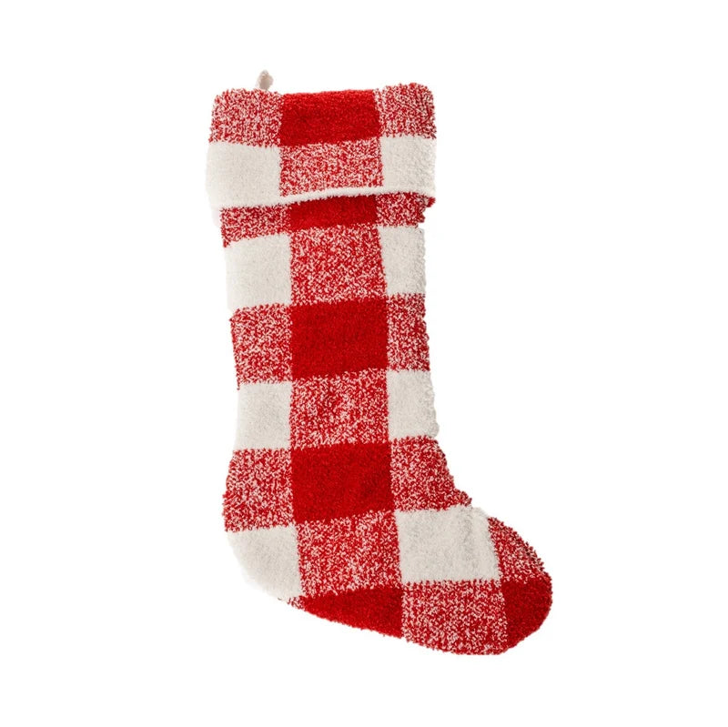 Bas de Noël à carreaux rouges et ivoires Bo- Par Brunelli  (ARRIVAGE MI-OCTOBRE) - Coussins Brunelli - Literie-Déco et moi 