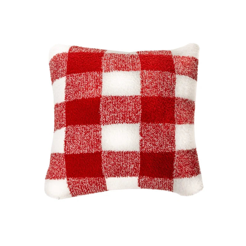 Coussin à carreaux rouges et ivoires Bo ( 18'' X 18'') - Par Brunelli - Cache coussin Brunelli - Literie-Déco et moi 
