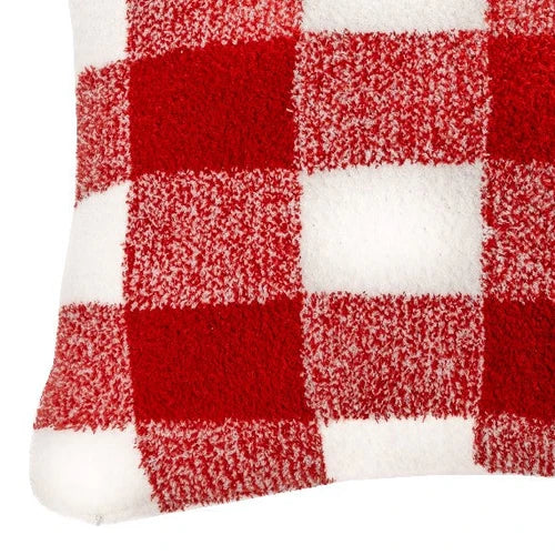 Coussin à carreaux rouges et ivoires Bo ( 18'' X 18'') - Par Brunelli - Cache coussin Brunelli - Literie-Déco et moi 