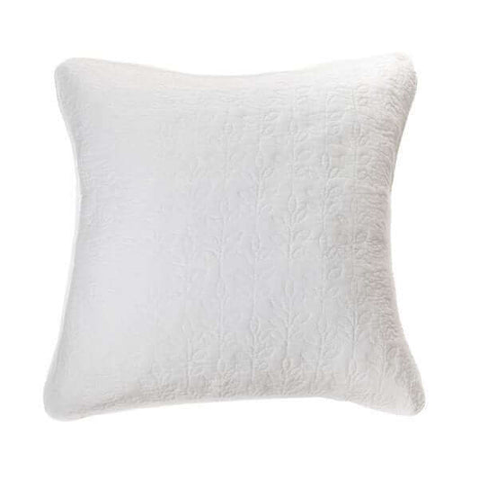 Cache coussin piqué blanc FOLIAGE  ( 18'' X 18'')- Par Brunelli - Cache coussin Brunelli - $29.99! Literie-Déco et moi 